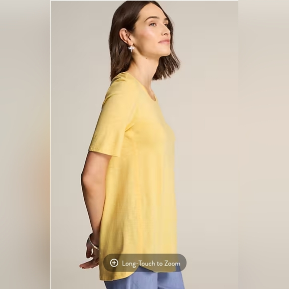 J.Jill Women's Pima Seamed Elbow Sleeve Tunic Top‎ Mustard Yellow Flowy 3X - Picture 2 of 13